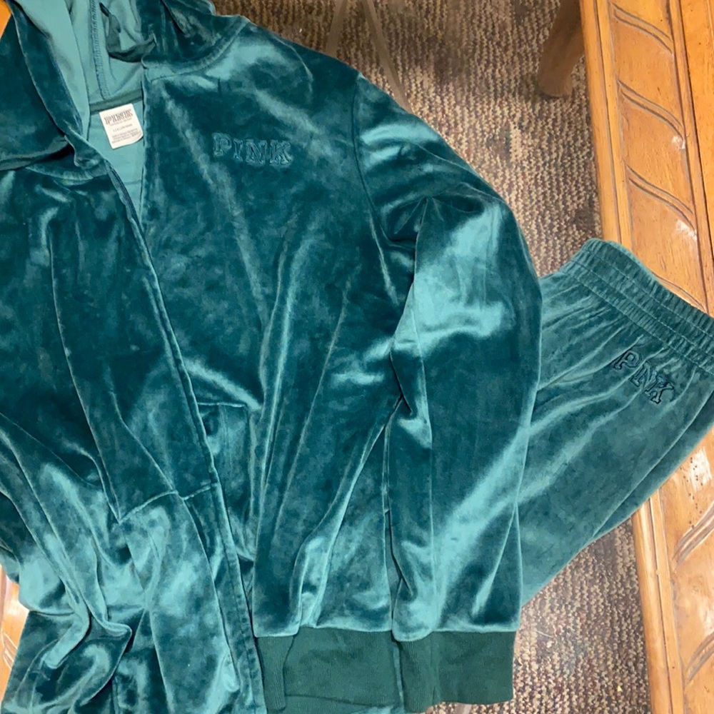 PINK Velvet Forest Green Tracksuit